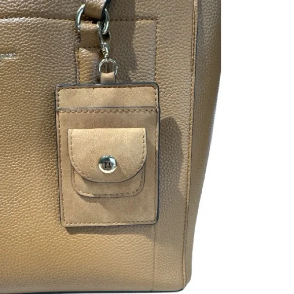 Nanette Lepore Jaelyn Camel Tan Faux Leather Pebble Texture Tote Bag - Picture 3 of 11